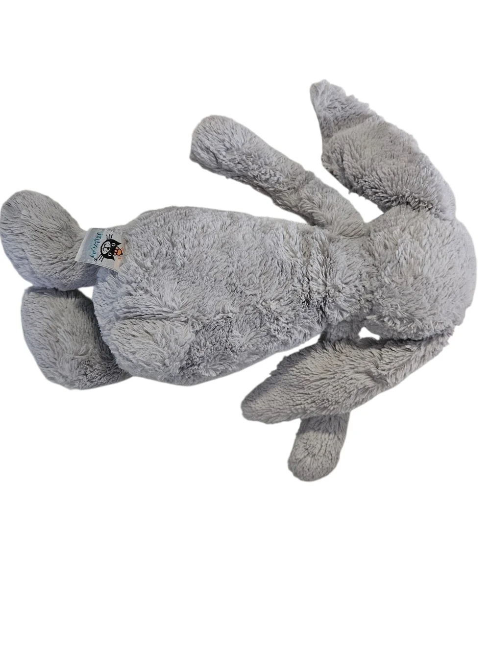 Jellycat Bushfull Bunny Plush Gray Striped Ear Detail 16